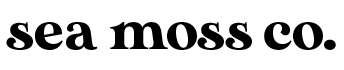Text 'sea moss co.' in black on a white background